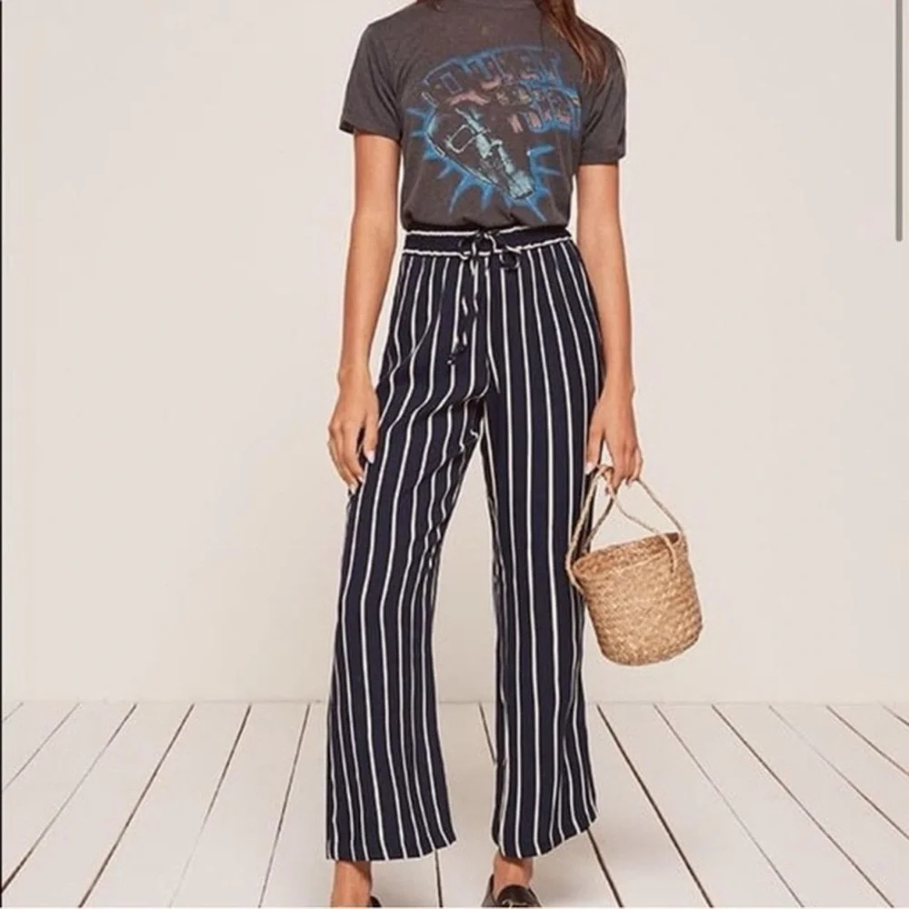 Reformation Weekend Drawstring Pants in Capone Stripe XS - Picture 2 of 5